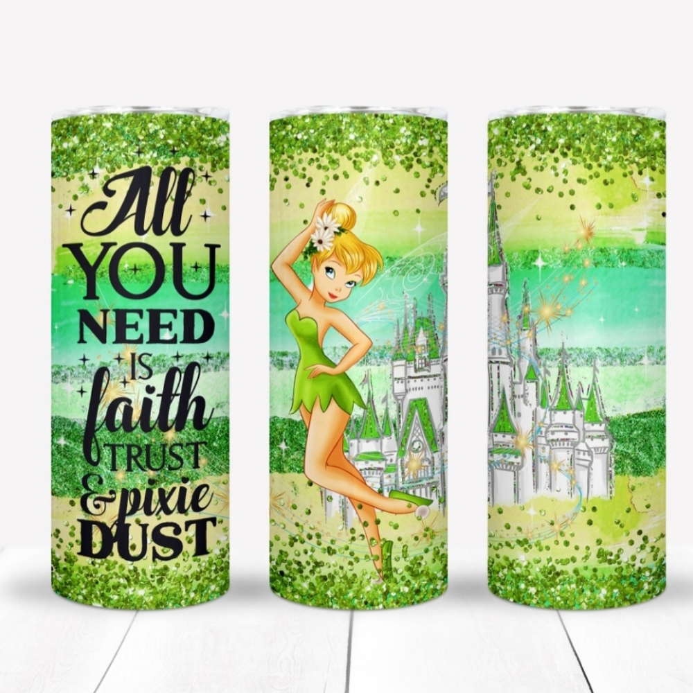 Tinker Bell Fairy Dust 20oz Tumbler With Metal Straw